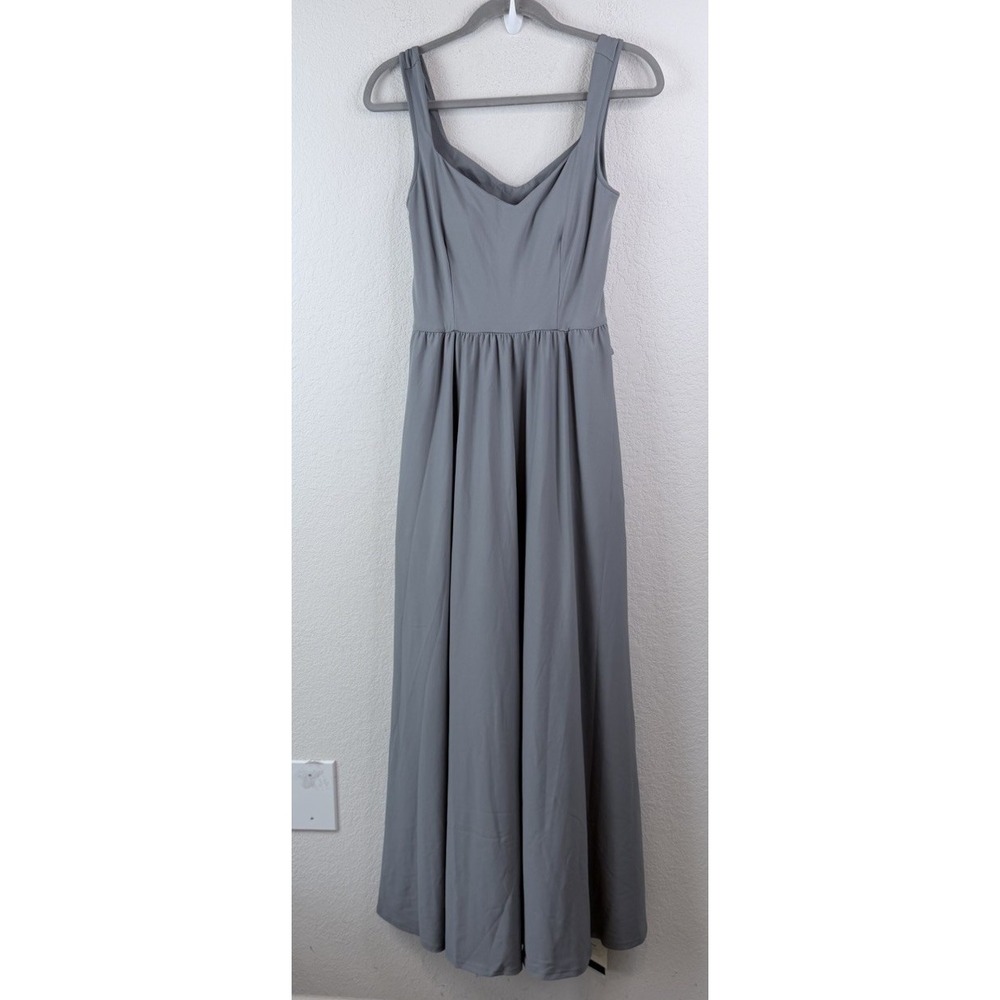 Halara Breezeful Maxi Dress M Gray Crisscross Back Pockets Built In Bra NWT